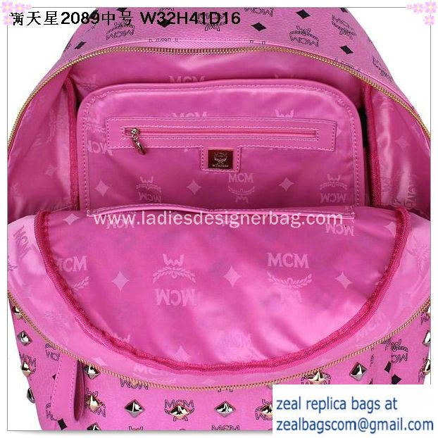 High Quality Replica MCM Stark Studded Medium Backpack MC2089 Rosy